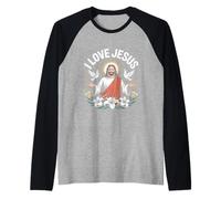 Amo a Jesús Expresión espiritual pacífica Camiseta Manga Raglan