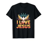 Amo a Jesús Paloma pacífica Fe Cristiana Camiseta gráfica económica, Hombre, Negro, M