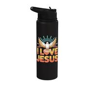 Amo a Jesús Paloma pacífica Fe cristiana Stainless Steel Insulated Water Bottle