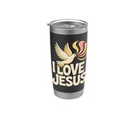 Amo a Jesús Paloma Religión Fe Espiritual Vaso térmico de acero inoxidable de doble pared