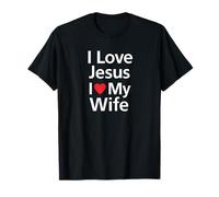 Amo a Jesús y Corazón Mi Esposa Matrimonio Cristiano Fe Camiseta