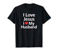 Amo a Jesús y Corazón Mi Marido Fe Cristiana Matrimonio Camiseta