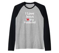 Amo a Jesús y Corazón Mi Marido Fe Cristiana Matrimonio Camiseta Manga Raglan