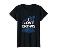 Amo a los Cuervos Entusiasta observador de Aves Camiseta gráfica económica, Mujer, Negro, M