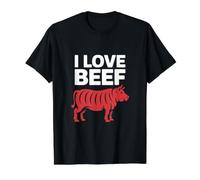 Amo a los fanáticos de la Carne de Vaca de Res entusiastas de la Carne Camiseta gráfica económica, Hombre, Negro, XL