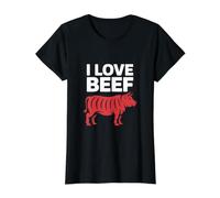 Amo a los fanáticos de la Carne de Vaca de Res entusiastas de la Carne Camiseta gráfica económica, Mujer, Negro, XL