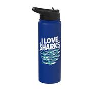 Amo a los tiburones entusiastas de los animales oceánicos Stainless Steel Insulated Water Bottle