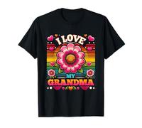 Amo a mi Abuela, niño, niña, Flor Retro, Abuela, niños Camiseta