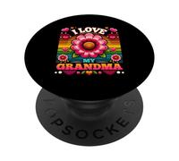 Amo a mi Abuela, niño, niña, Flor Retro, Abuela, niños PopSockets PopGrip Adhesivo