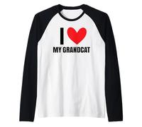 Amo a mi Abuelo, Divertida Mascota, Abuela, Abuelo, Gato, papá, Amor Camiseta Manga Raglan
