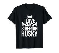 Amo a mi Amante de Las Mascotas Husky Siberiano Camiseta gráfica económica, Hombre, Negro, S