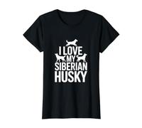 Amo a mi Amante de Las Mascotas Husky Siberiano Camiseta gráfica económica, Mujer, Negro, L