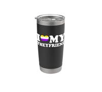 Amo a mi amigo no binario NB Enby Gender Partner Heart Vaso térmico de acero inoxidable de doble pared