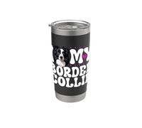 Amo a mi Border Collie Vaso térmico de acero inoxidable de doble pared