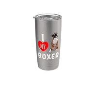 Amo a mi boxeador perro amante de las mascotas mamá papá ropa Vaso térmico de acero inoxidable de doble pared