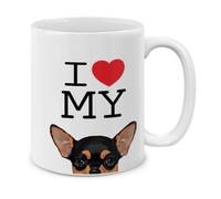 Amo A Mi Chihuahua Negro Fuego Taza Elegante Tazas De Cerámica Chic Mug Para Oficina Cacao Bebidas Frías Y Calientes Hogar 330Ml