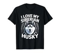 Amo a mi Entusiasta de Husky Siberiano Camiseta gráfica económica, Hombre, Negro, S