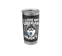 Amo a mi entusiasta de husky siberiano Vaso térmico de acero inoxidable de doble pared