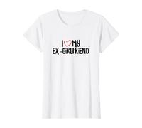 Amo a mi ex Novia Corazón Rojo Amor Pareja Camiseta gráfica económica, Mujer, Blanco, L