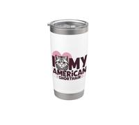 Amo a mi gato americano de pelo corto Vaso térmico de acero inoxidable de doble pared