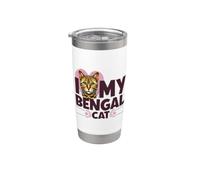 Amo a mi gato de Bengala Vaso térmico de acero inoxidable de doble pared