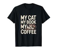 Amo a mi Gato, mi Libro, mi café, Divertido Propietario de un Gato, Amante de los Libros Camiseta