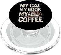 Amo a mi Gato, mi Libro, mi café, Divertido Propietario de un Gato, Amante de los Libros PopSockets PopGrip para MagSafe