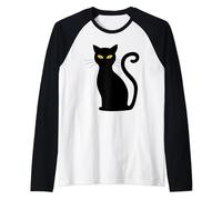 Amo a mi gato oscuro con ojos amarillos Camiseta Manga Raglan