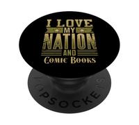 Amo a mi nación y cómics - Patriotic American PopSockets PopGrip Adhesivo