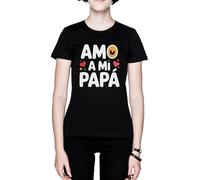Amo A Mi Papá Negro Mujer Camiseta Black Women's T-Shirt tee