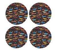 Amo a mi Perro Salchicha,Posavasos Redondos de Corcho MDF, Almohadilla para Tazas, Juego de 4 Posavasos para Bebidas