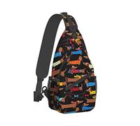 Amo A Mi Perro Salchicha Unisex Sling Bag Casual Mochila Cruzada Ligero Mochila Bandolera Para Acampar Deporte Viaje