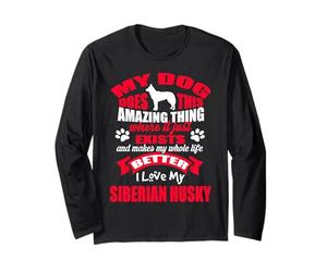 Amo a mi Perro Siberian Husky Funny Puppy Dogs Lovers Manga Larga