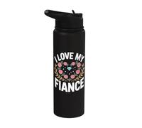 Amo a mi prometido Heart Roses Diamond Stainless Steel Insulated Water Bottle