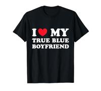 Amo a mi Verdadero Novio Azul Linda relación Pareja Cita Camiseta gráfica económica, Hombre, Negro, M