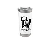 Amo a mis abuelos, abuelo, gato, papá, amante de los animales Vaso térmico de acero inoxidable de doble pared