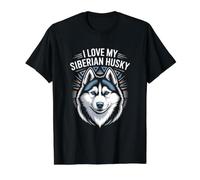 Amo a mis Amantes de los Perros Husky siberianos Camiseta gráfica económica, Hombre, Negro, L