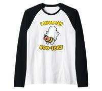 Amo a mis Boo-Tees | Linda Abeja Fantasma Halloween para Camiseta Manga Raglan