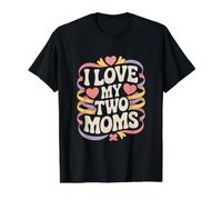 Amo a mis Dos mamás Lesbianas Orgullo LGBT Camiseta gráfica económica, Hombre, Negro, L