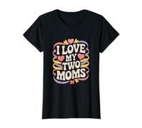 Amo a mis Dos mamás Lesbianas Orgullo LGBT Camiseta gráfica económica, Mujer, Negro, L