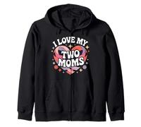 Amo a mis dos mamás Lesbianas Orgullo LGBT Sudadera con Capucha
