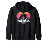 Amo a mis dos mamás Lesbianas Orgullo LGBT Sudadera con Capucha