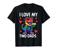 Amo a mis Dos papás Gay Dino T-Rex Pride Rainbow Queer LGBTQ Camiseta