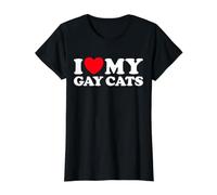 Amo a mis Gatos Gay, Divertidos, Lindos y Queer, Animales, Padres, papá, mamá, Fan Camiseta gráfica económica, Mujer, Negro, L