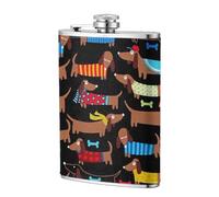 Amo a mis perros salchichas,Frasco de acero inoxidable 304 de 8 oz con funda de cuero sintético, frasco de bolsillo para licor plano para exteriores