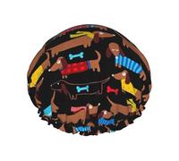 Amo a mis perros salchichas,Gorro de ducha, gorro de noche, gorro de baño elástico impermeable de doble capa, reutilizable para el cabello.