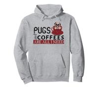 Amo a mis Pugs y Todo lo Que Necesito Son cafés, Love Dog, Puglie Sudadera con Capucha
