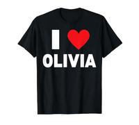 Amo a Olivia Camiseta gráfica económica, Hombre, Negro, XL