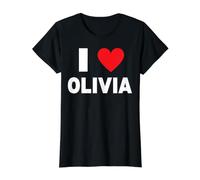 Amo a Olivia Camiseta gráfica económica, Mujer, Negro, M