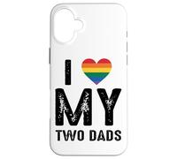 Amo a Rainbow Heart Pride de mis dos papás Carcasa para iPhone 16 Plus